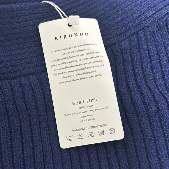 KIRUNDO WOMENS OFF SHOULDER RIBBED SWEATER BLUE SIZE LG NEW - Picture 7 of 9